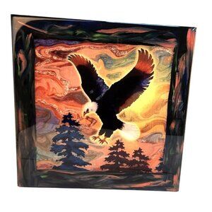 Eagle Wall Art or Large trivet tile With Abstract Background Handmade Resin top